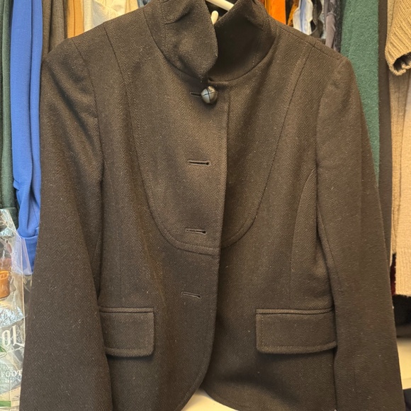 J Crew Black tweed stand collar jacket size 4 - Picture 6 of 6